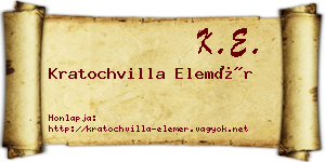 Kratochvilla Elemér névjegykártya