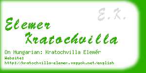 elemer kratochvilla business card